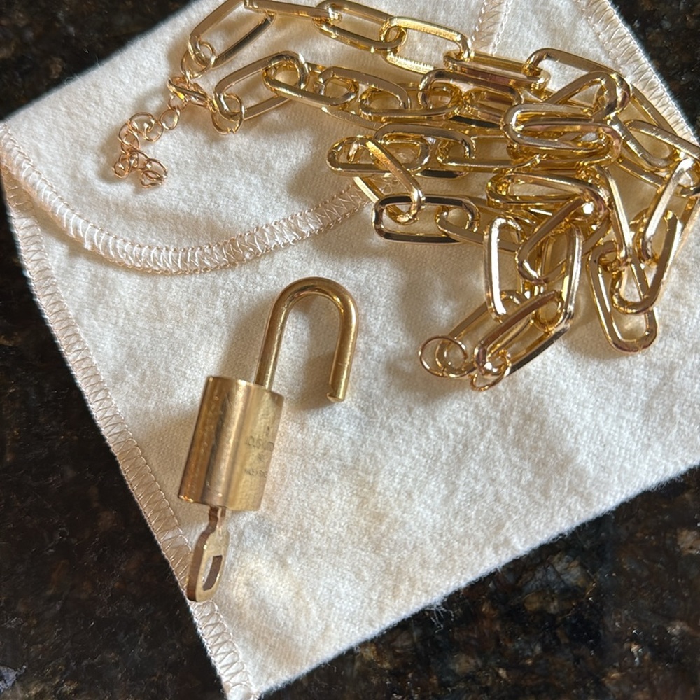 Authentic Louis Vuitton Lock & Key with Gold Tone Chain Necklace - Picture 9 of 13